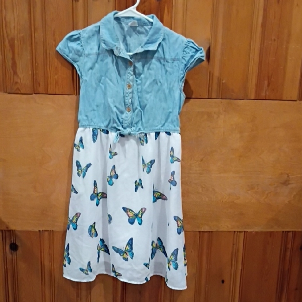 Wonder Nation Girls Denim And Butterfly Dress